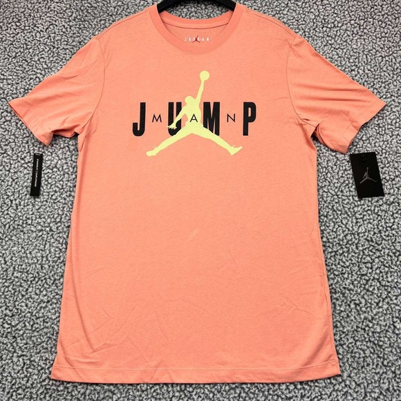 Air Jordan Shirt Men Medium Orange‎ Jumpman Short Sleeve Crew Neck New M - Picture 1 of 7